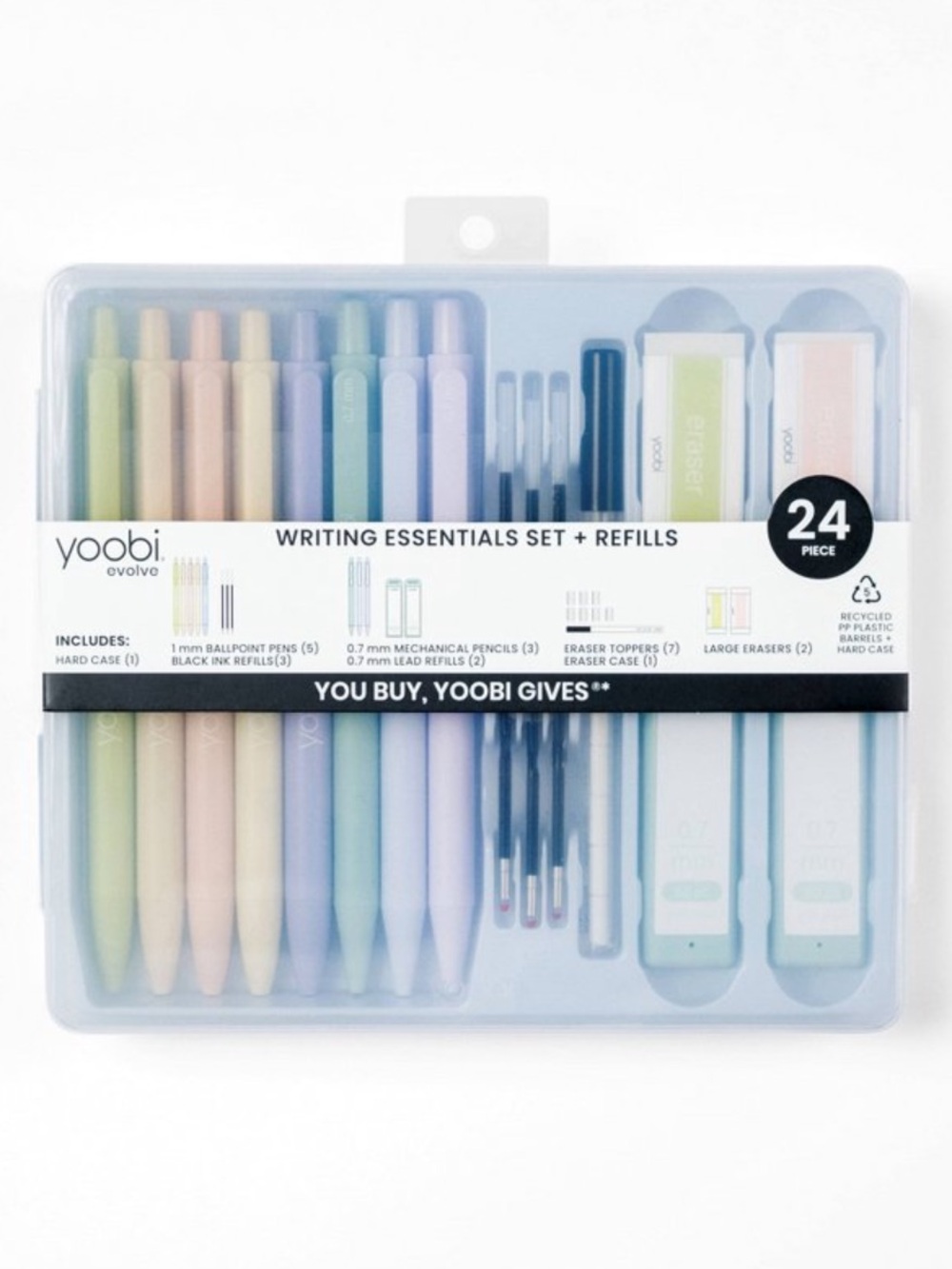 Yoobi Evolve 24 pc. Writing Set, with Ballpoint pens and Mechanical Pencils